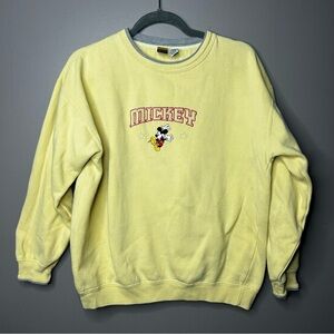 Vintage 90’s Disney Mickey Mouse Light Yellow Sweatshirt Womens size L